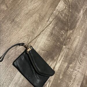 Urban Expressions Black Clutch with Gold Chain